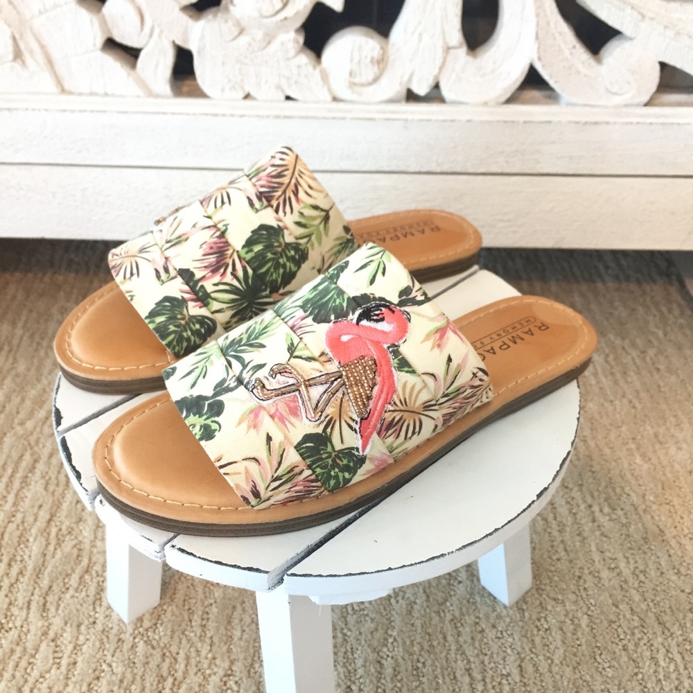 Rampage Tropical Summer Flamingo Slide Sandals